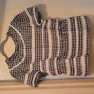 J Crew Daisy-chain peplum top in gingham Size M